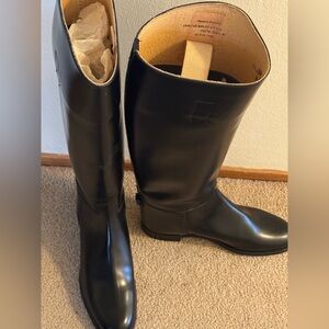 Brand new: Black Marlborough Riding Boots made in England size 8.